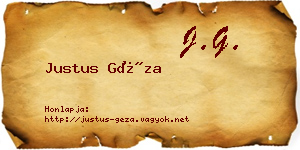 Justus Géza névjegykártya