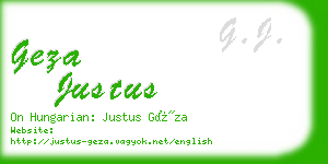 geza justus business card